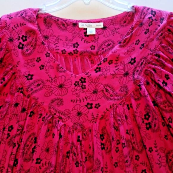 Go Softly Red Long Modest Boho Dress PXL with Short Sleeves, 100% Rayon. - Picture 6 of 13